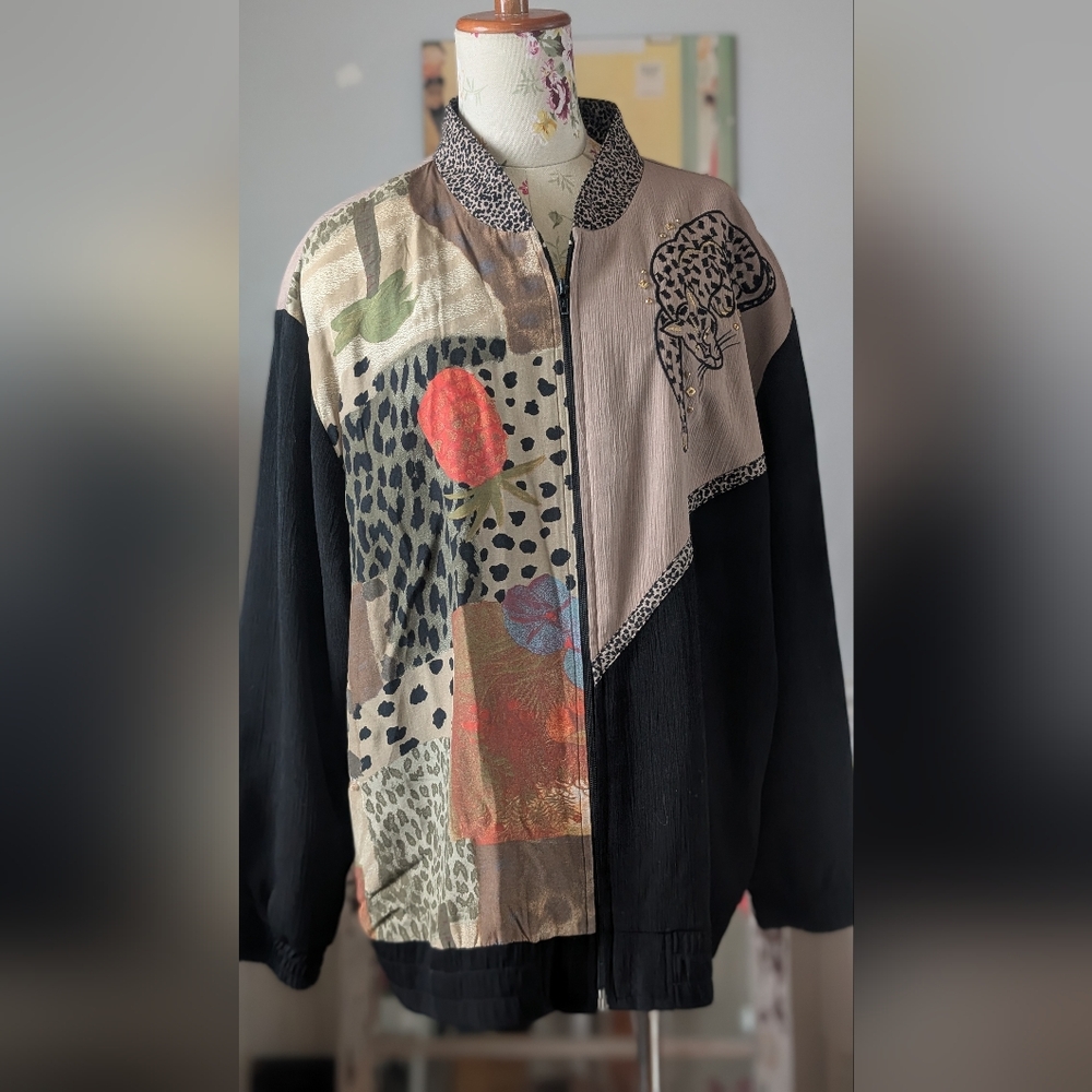City GIRL vintage  Jacket with Leopard Print By‎ Nancy bolen